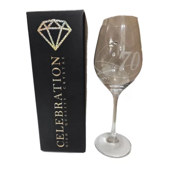 Boros pohár swarovski"70"felirattal 360ml