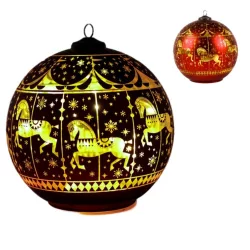 Gömb Led-es, akasztós üveg 15x15cm