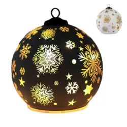 Gömb Led-es, fehér jégvirágos 12x12cm