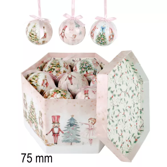 Karácsonyfa gömb 14db-os diótörő 7cm