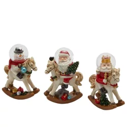 Havazógömb fejű téli figura hintalovon13cm/db