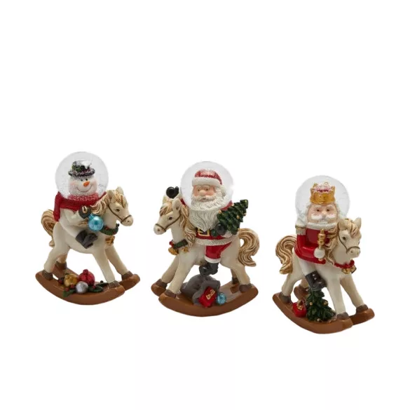Havazógömb fejű téli figura hintalovon13cm/db