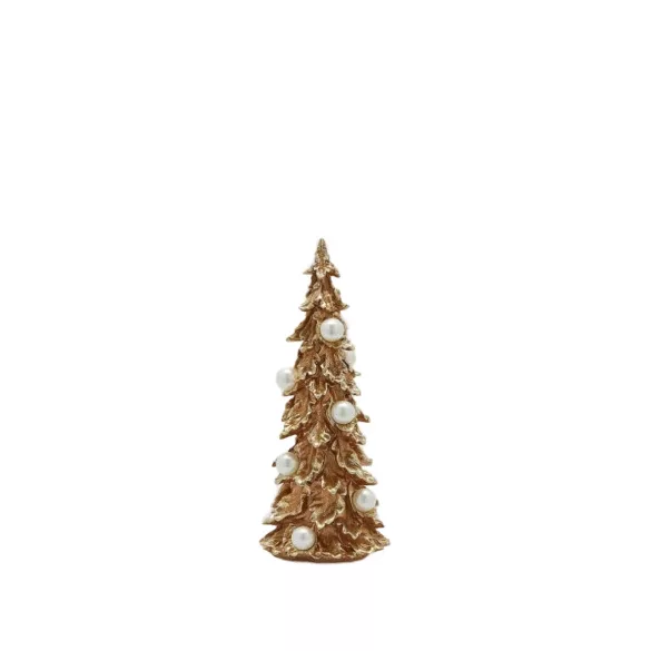 Karácsonyfa gyöngyökkel poly arany 34cm