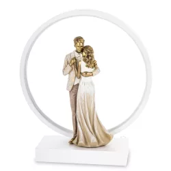 Szerelmespár figura LED-es 33x30x10cm